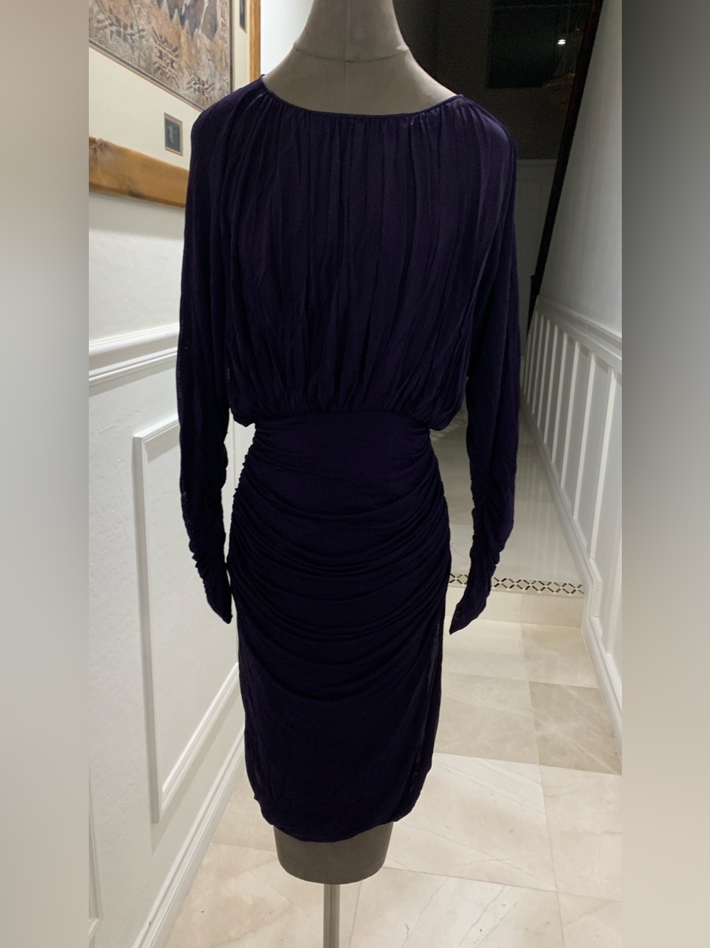 Elegant derek lam Women's Ruched Long-Sleeve Dress - Deep Purple Size 6 US